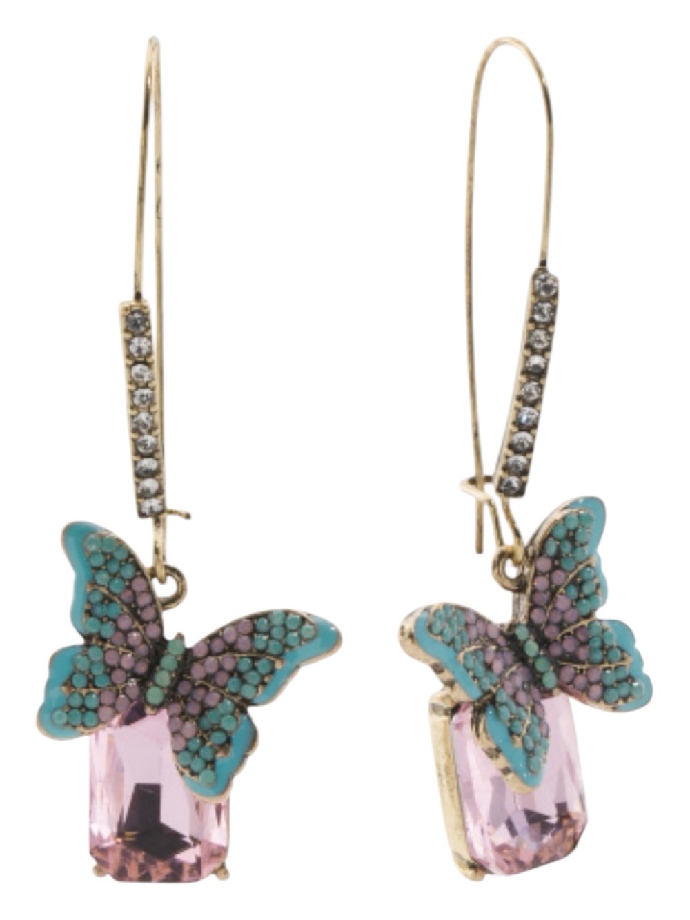 Betsey Johnson Boho Butterfly Crystal Drop Earrings